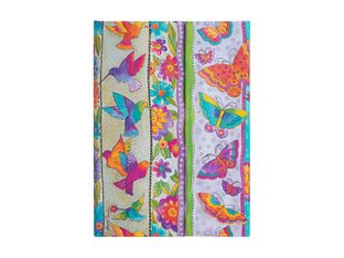 Paperblanks Laurel Burch Collection Playful Creations - Journal - reliure piquée - 125 x 180 mm - 144 pages - ligné - colibris et papillons - couvercle multicolore - carton comprimé recouvert de papier