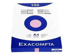 Exacompta - Pack de 100 Fiches Bristol - A4 - unies - rose
