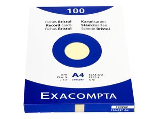 Exacompta - Pack de 100 Fiches Bristol - A4 - uni - jaune