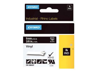 DYMO Rhino - Ruban d'étiquettes auto-adhésives - 1 rouleau (1 cm x 5,5 m) - fond noir écriture blanche
