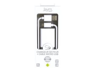 JAYM Pop - Pack chargeur secteur + câble USB vers micro-USB - 1.5 m - blanc