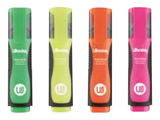 Wonday - Pack de 4 surligneurs - couleurs fluo assorties - corps large