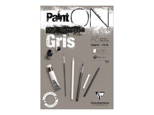 Clairefontaine PaintON Multi-Techniques - Bloc de dessin encollé - A5 - 30 feuilles - gris