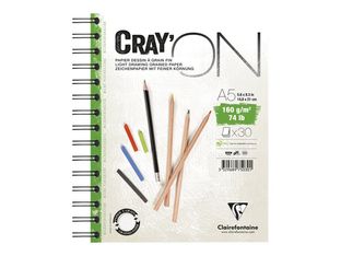 Clairefontaine Cray'On - Bloc dessin à spirale - A5 - 30 feuilles - 160 gr