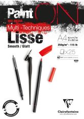Clairefontaine - PaintON lisse - bloc encollé - A4 - 25 feuilles - 250g
