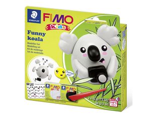 FIMO kids 8035 - Ensemble de pâte à modeler - 4 pièces - funny koala - 84 g - gris, noir