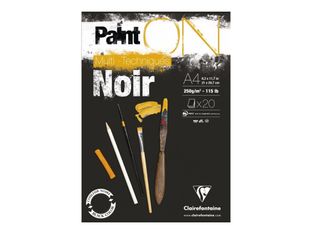Clairefontaine PaintON - Bloc - gommé - A4 - 20 feuilles - noir profond