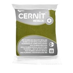 Cernit Metallic - Pâte à modeler - 56 g - or vert - argile polymère