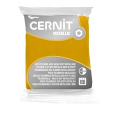 Cernit Metallic - Pâte à modeler - 56 g - jaune - argile polymère