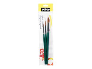 Pebeo - Lot de 3 pinceaux - rond - taille : 4, 8, 12