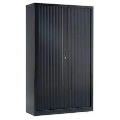 Armoire haute monobloc à rideaux - 198x120x45cm - noir