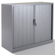 Armoire basse monobloc à rideaux - 105x120x45cm - gris