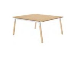 Plan de travail monobloc CONNEXION - 140x140 cm - Pieds bois - Chêne/anthracite