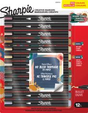 Sharpie – 12 Marqueurs Créatifs Pointe Ogive – Couleurs Chaudes Assorties