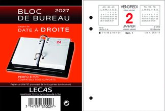 Lecas - Bloc de bureau - date à droite - 8,5 x 11,5 cm