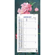 Calendrier mensuel avec feuillets détachables 15,5 x 28,5 cm sur plaque décors Sophie Adde 19 x 41 cm  - disponible dans différentes couleurs - Exacompta