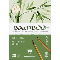 Clairefontaine Bamboo - Bloc encollé aquarelle - 20 feuilles - A5 - 250 gr