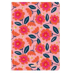 Carnet A6 ligné/petits carreaux Salto fleurs roses orange