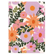 Carnet A6 ligné/petits carreaux Salto fleurs rose pastel
