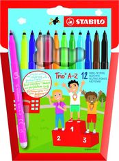 STABILO Trio A-Z - 12 Feutres dont 2 fluo - pointe moyenne