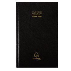 Agenda de bureau Carré - Euros et Cents - 1 jour par page - 13,5 x 21 cm - noir - Exacompta