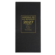 Agenda de bureau Banquier long - Euro et Cents - 2 volumes - 2 pages par jour - 16 x  34 cm - Noir - Exacompta 