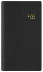 Agenda de poche spiralé Interplan Genova - 1 semaine sur 2 pages - 9 x 16 cm - noir - Brepols