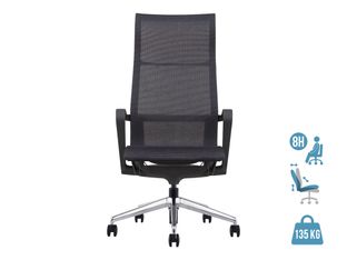 Fauteuil de bureau CHARLES - accoudoirs fixes - appui-tête intégré - noir
