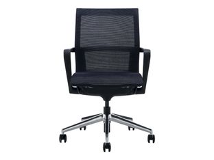 Chaise HARRY - pieds sur roulettes - avec accoudoirs - noir