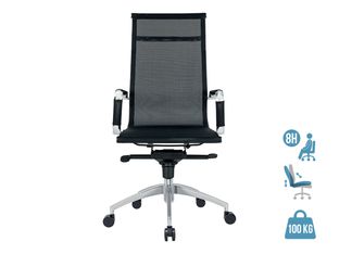 Fauteuil de bureau BRETT - accoudoirs fixes - dossier haut - noir