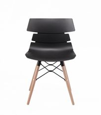 Chaise TESS - pieds bois et acier noir - noir