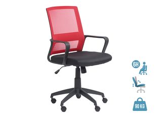 Fauteuil de bureau LIBERTY 01 - accoudoirs fixes - sans appui-tête - noir et rouge