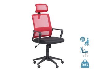 Fauteuil de bureau LIBERTY 02 - accoudoirs fixes - appui-tête réglable - noir et rouge