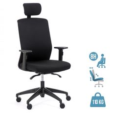 Fauteuil de bureau SCOTTY - accoudoirs réglables - appui-tête réglable - noir