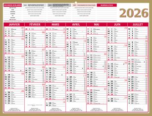 Calendrier bancaire année civile BOUCHUT "Medior" 32 x 42 cm coloris or Pefc 70 %