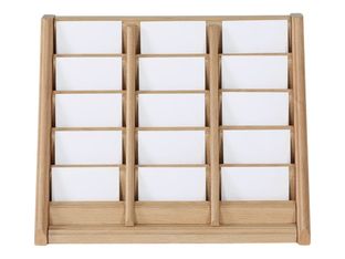 INOVSHOP - Présentoir de carte de visites mural - 3 x 5 compartiments - bois foncé