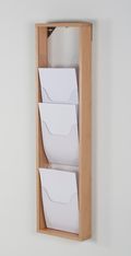 INOVSHOP - Présentoir de journaux mural - 1 x 5 compartiments A4 - bois naturel