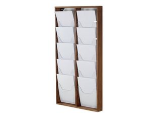 INOVSHOP - Présentoir de journaux mural - 2 x 5 compartiments A4 - bois naturel