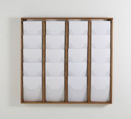 INOVSHOP - Présentoir de journaux mural - 4 x 5 compartiments A4 - bois foncé