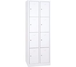 Vestiaire 2 colonnes soit 8 cases monobloc - H180 x L60 x P50 cm - blanc