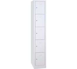 Vestiaire 1 colonne soit 5 cases monobloc - H180 x L30 x P50 cm - blanc