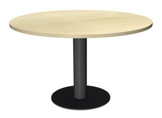 Table de réunion ronde - diam 100 cm - pieds tulipe anthracite - plateau imitation érable