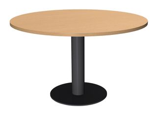 Table de réunion ronde - diam 100 cm - pieds tulipe anthracite - plateau imitation hêtre