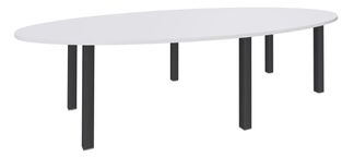 Table de réunion ovale - L280 cm - pieds exprim carbone - Plateau blanc perle