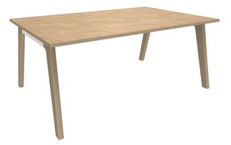 Bureau WOODY Manager - L180 x P100 x H72,5 cm - pieds chêne traverse blanche - plateau imitation Chêne clair