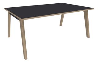 Bureau WOODY Manager - L180 x P100 x H72,5 cm - pieds chêne traverse carbone - plateau carbone chants imitation Chêne clair