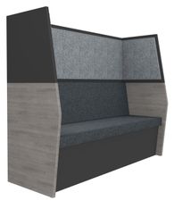 Banquette acoustique IN'TEAM - L170 x H 150 x P170 cm - 3 places - structure chêne gris et carbone - panneaux gris chiné