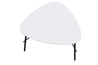 Table basse LAZY - L60,5 x P50 x H45 cm - pieds acier noir - plateau blanc