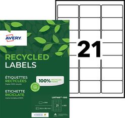Avery QuickPEEL Recycled Labels - Blanc naturel - 38.1 x 63.5 mm 2100 étiquette(s) (100 feuille(s) x 21 étiquettes adresses