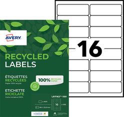 Avery QuickPEEL Recycled Labels - Adhésif permanent - blanc naturel - 33.9 x 99.1 mm 1600 étiquette(s) (100 feuille(s) x 16 étiquettes adresses